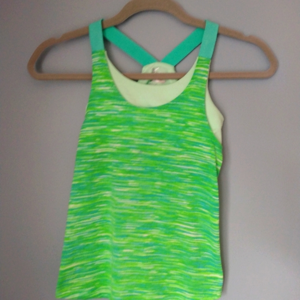 Bright Green Athletic Wear Tank Top Camisole with built in bra